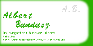 albert bundusz business card